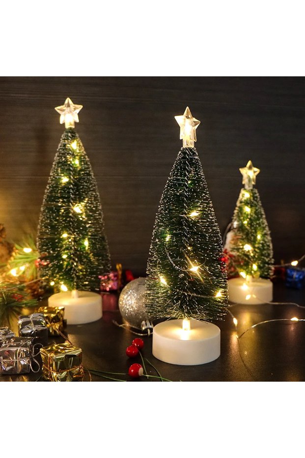 16cm Warm light 1pc Luminous Mini Christmas Trees LED Lights Home Decoration Electronic Candles Chil