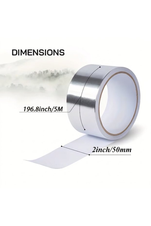 5cm x 5m-1 Roll YITAPE Fireproof Aluminum Foil Tape 5cm*5/10M High Temperature Heat Shield Waterproo