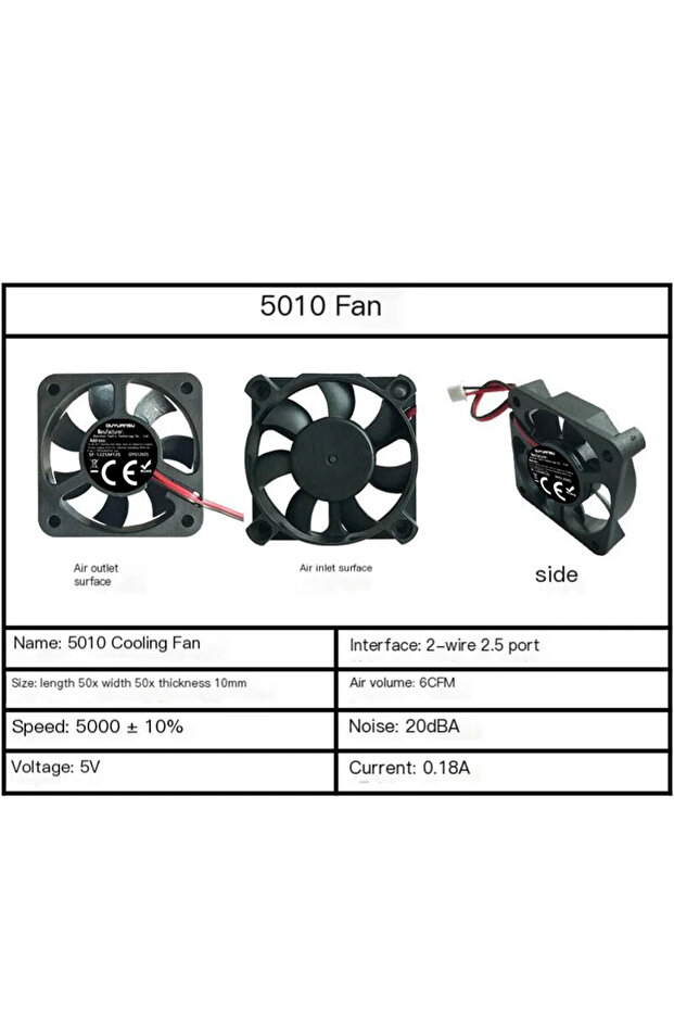 NO RGB black 5010 40x40x10mm 50x50x10mm 60x60x10mm 5V 2-Pin PC Computer CPU System Heatsink Brushles