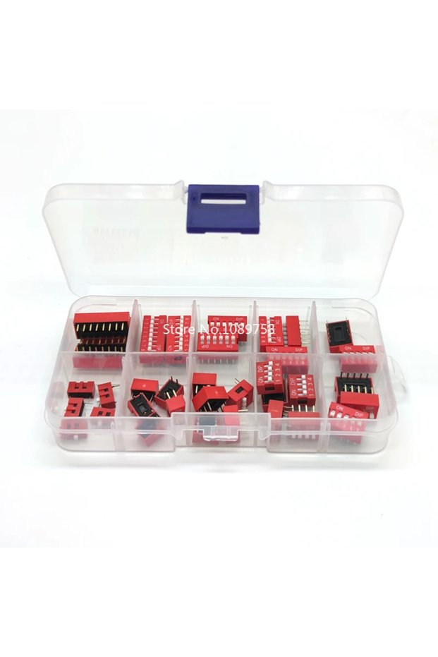 Red with box 35PCS/LOT Dip Switch Kit In Box 1 2 3 4 5 6 8 Way 2.54mm Toggle Switch Snap Switches Mi