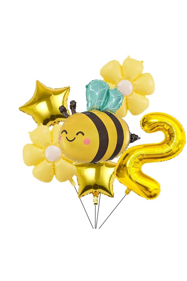 NUMBER 32inch Bee set A 2 6pcs Bee Daisy Golden 32 inch Number Aluminum Foil Balloons Set Daisy Flow