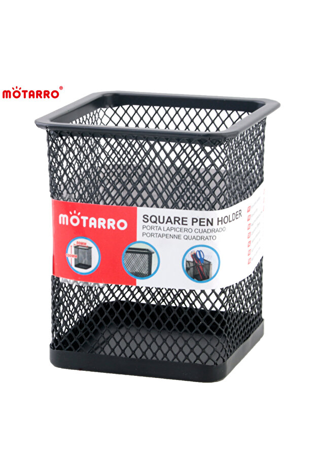 MI002-2 MOTARRO 1Pcs Pencil Holder Office Desk Metal Mesh Square Round Pen Pot Cup Case Container Or