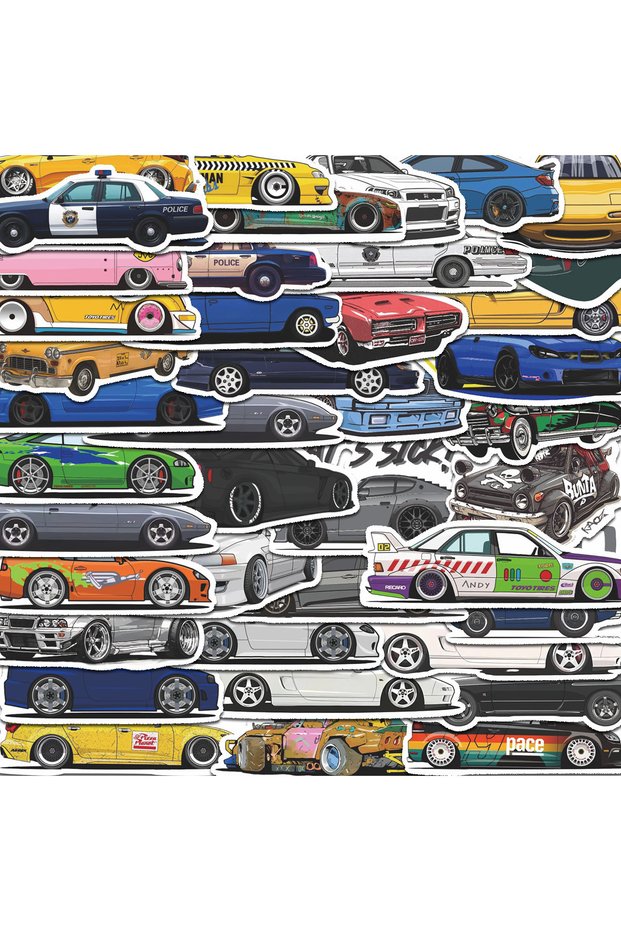 100pcs 50/100 Pcs Retrofit Racing Car Graffiti Stickers Laptop Guitar Luggage Bike Skateboard Waterp