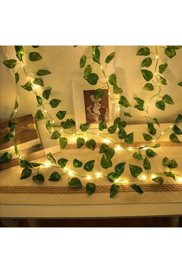 10M 100LED Green Rose Leaves Battery Operated Green Leaves String Lights Artificial Leaf Garland LED