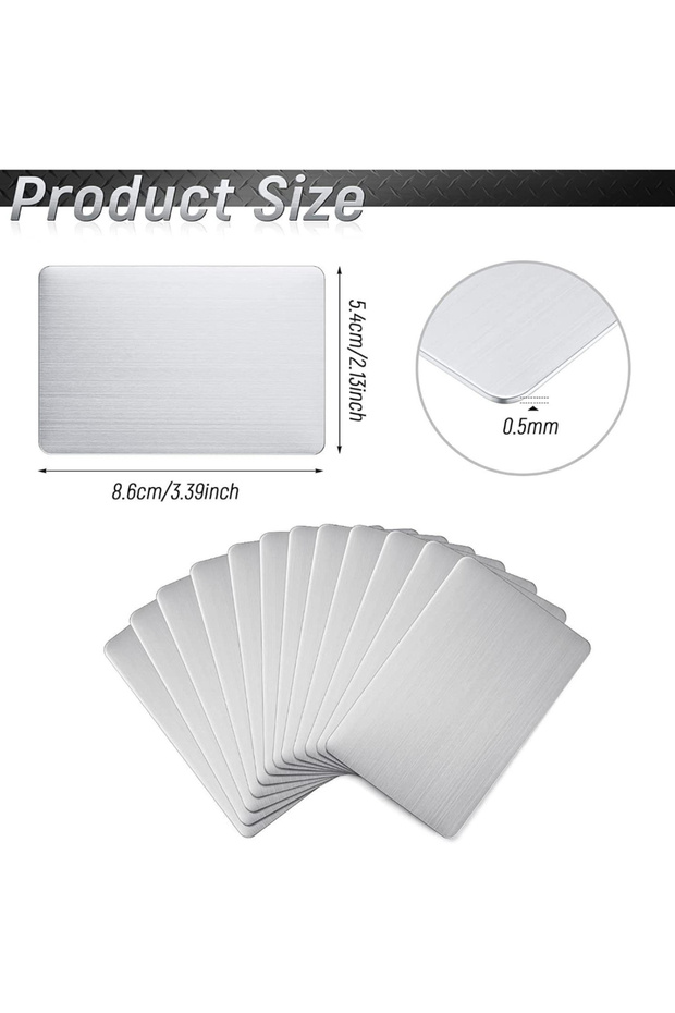Stainless steel 8.5x5.4cm 10 Sheets 10Pcs Stainless Steel Metal Business Card Size 85*53mm Blank Las