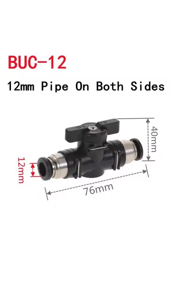 BUC-12 BUC 4mm 6mm 8mm 10mm 12mm Black Pneumatic Push In Quick Joint Connector Hand Valve To Turn Sw