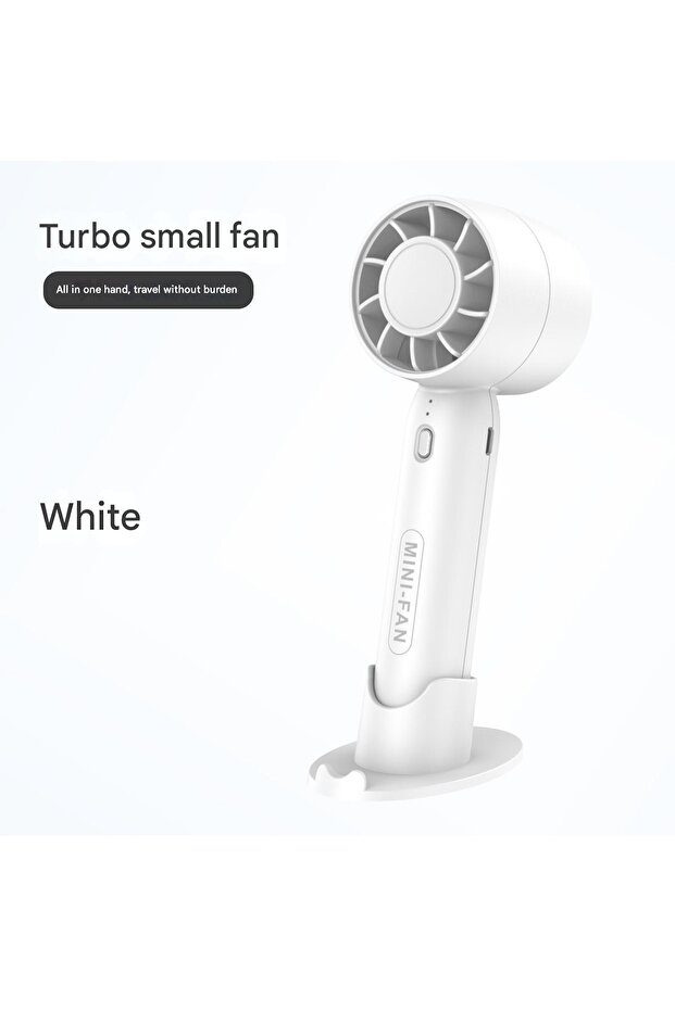 T10 White Fan Turbo Handheld Small Fan USB Charging Mini Outdoor Portable Lightweight Desktop Stand