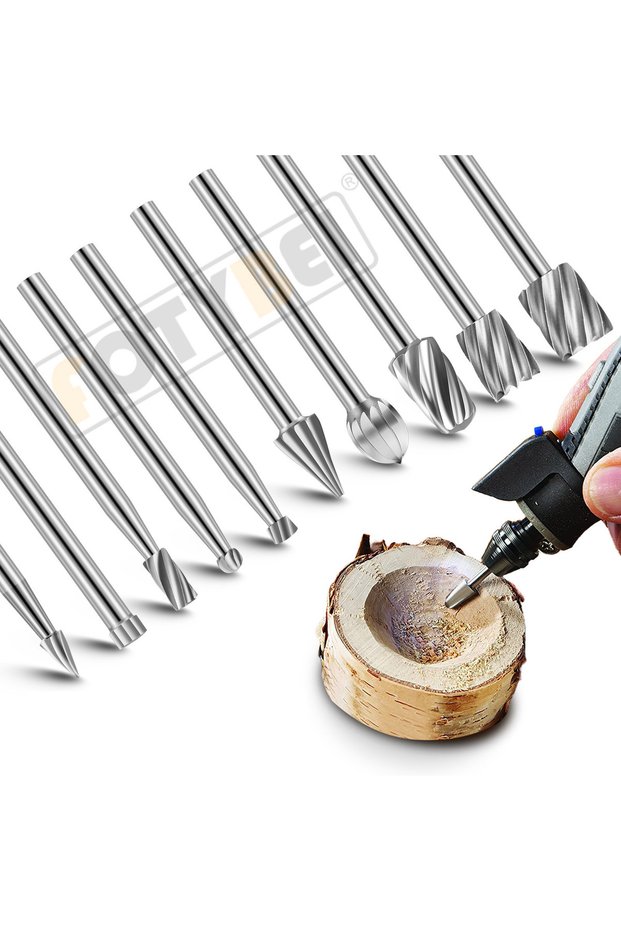 10pcs 10pcs Rotary Files Set Metal Milling Cutters Rat-tail Hard Steel Rotary Files for Woodworking