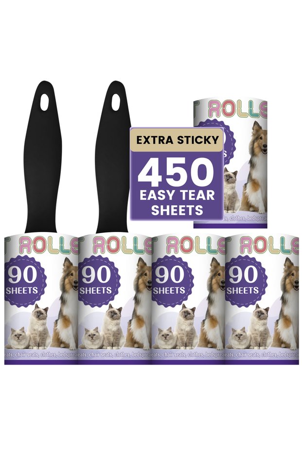 black Lint Roller for Pet Hair Extra Sticky, Pet Hair Remover for Couch, Bed, Clothes, Carpet, Furni