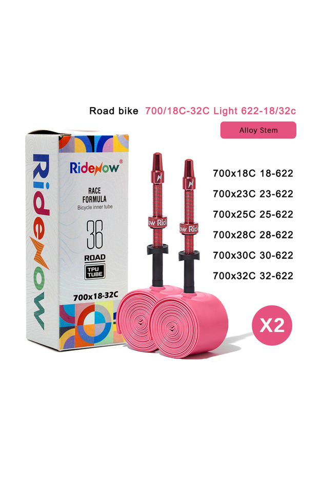 Presta Valve 65MM x2 R36 Alloy RideNow 700x18-32c Road Bicycle Ultralight 36g TPU Inner Tube Plastic