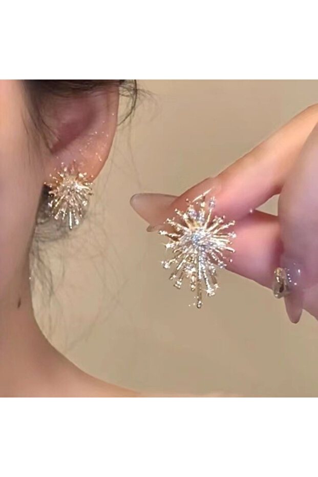 WC1786-1 Sparking Snowflake Earrings for Women Shiny Cubic Zirconia Imitation Firework Exquisite Ear