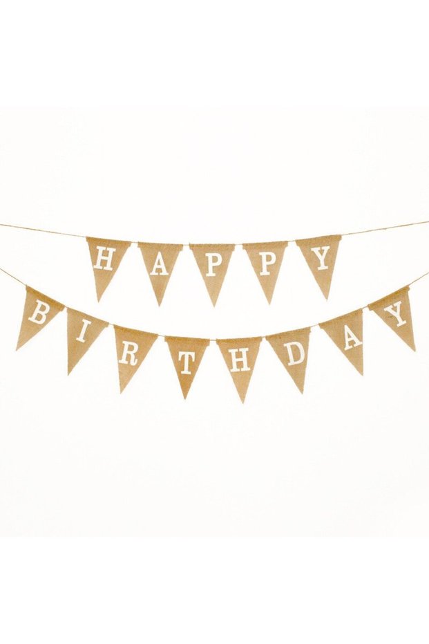 HAPPY BIRTHDAY G807 13 Flags Vintage Jute Hessian Burlap Banner Happy Birthday Party Photography Pro