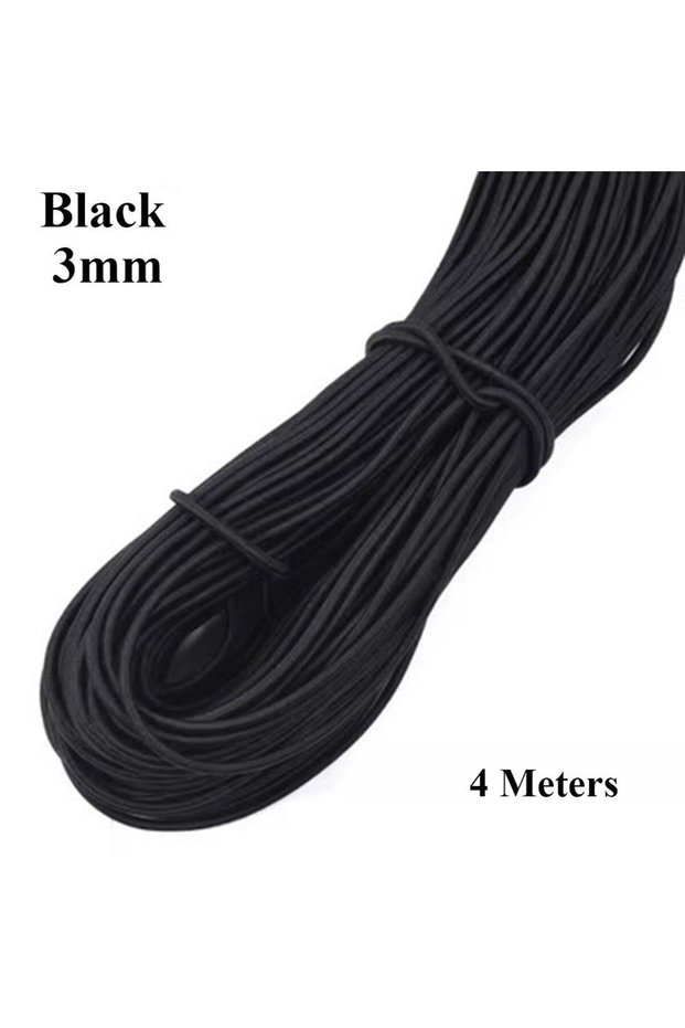 Black-3mm High-Quality Strong Elastic Rope 4 Colors Elastic Rope Rubber Band 4 Meters Length Sewing