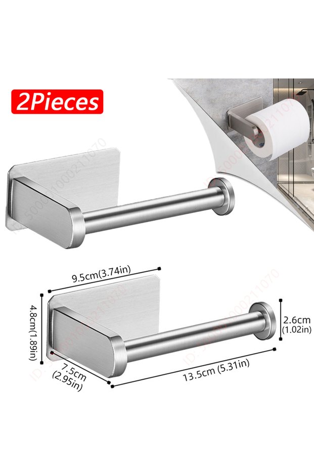 2Pcs Silver Holder B 1~2PCS Toilet Paper Rack Bathroom Paper Towel Holder Adhesive Absorbent Paper D