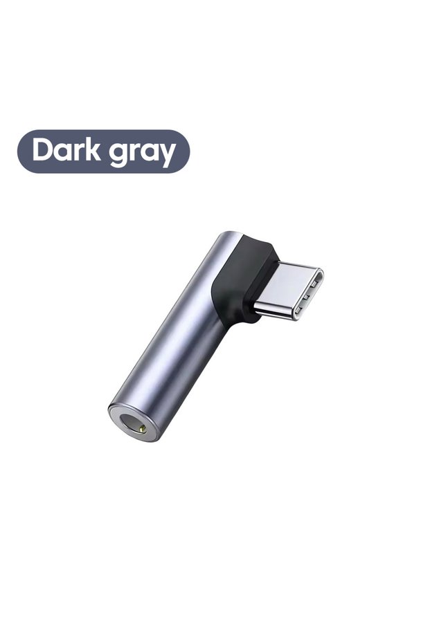 dark gary Elbow Type C to 3.5mm Jack Audio Adapter Headphone Adapter Supports Voice Calls USB C Adap