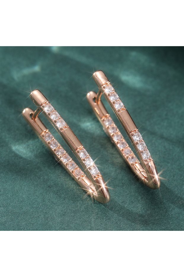 T775-Rose Golden Elegant White Cubic Zirconia Earrings for Women Perfect for Daily Wear Nickel-Free
