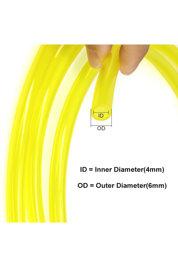 2 meters ID 4mm x OD 6mm Yellow TPU Fuel Hose Oil Resistant Tube for Motorcycle Car Chainsaw Blower