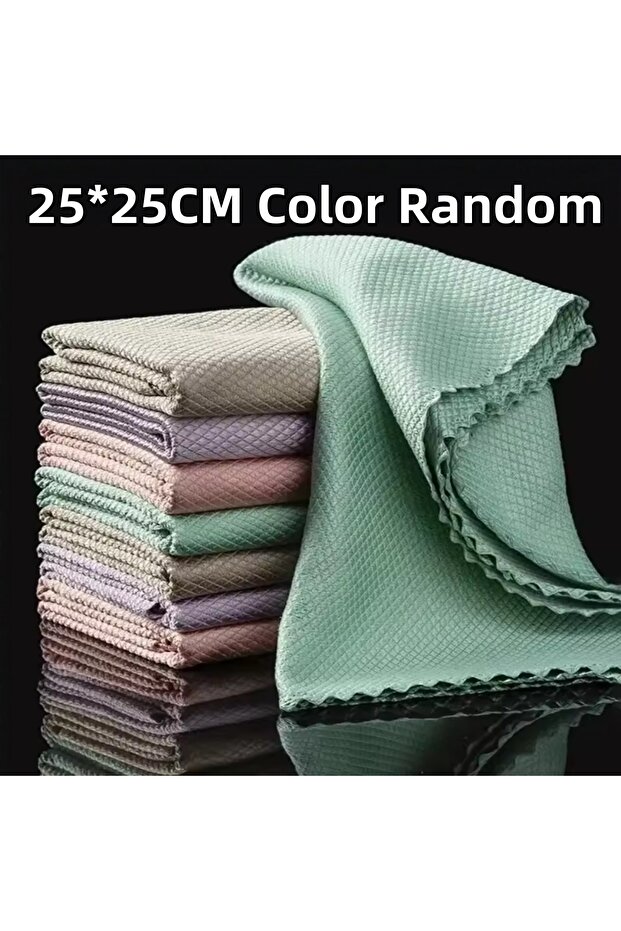 10PCS 25x25cm 5/10PCS Microfiber Glass Cleaning Cloth Lint Free Quickly Clean Windows, Glasses, Wind