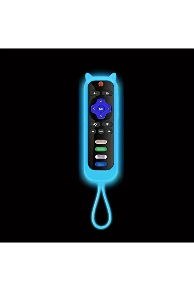 Luminous blue Glow in the Dark Cute Cat's Ears Shaped Silicone Universal Remote Control Cover with f