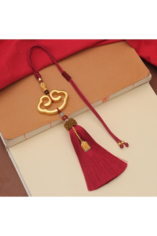 Red 1pc Auspicious Clouds Pi Xiu Tassel Pendant Car Rearview Mirror Decoration Spring Festival Home