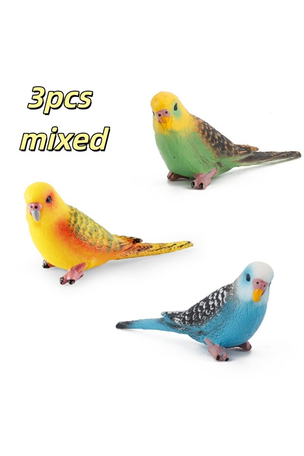Mixed-3pcs 3pcs Hand-Painted Mini Parrot Black Phoenix Statue Animal Decoration Indoor Outdoor Garde