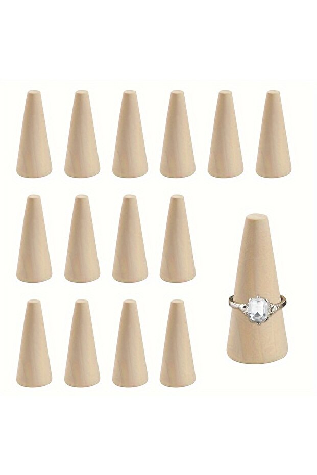 10Pcs 10Pcs Wooden Ring Displays Cone Shaped Finger Ring Stand Jewelry Display for Rings Jewelry Exh