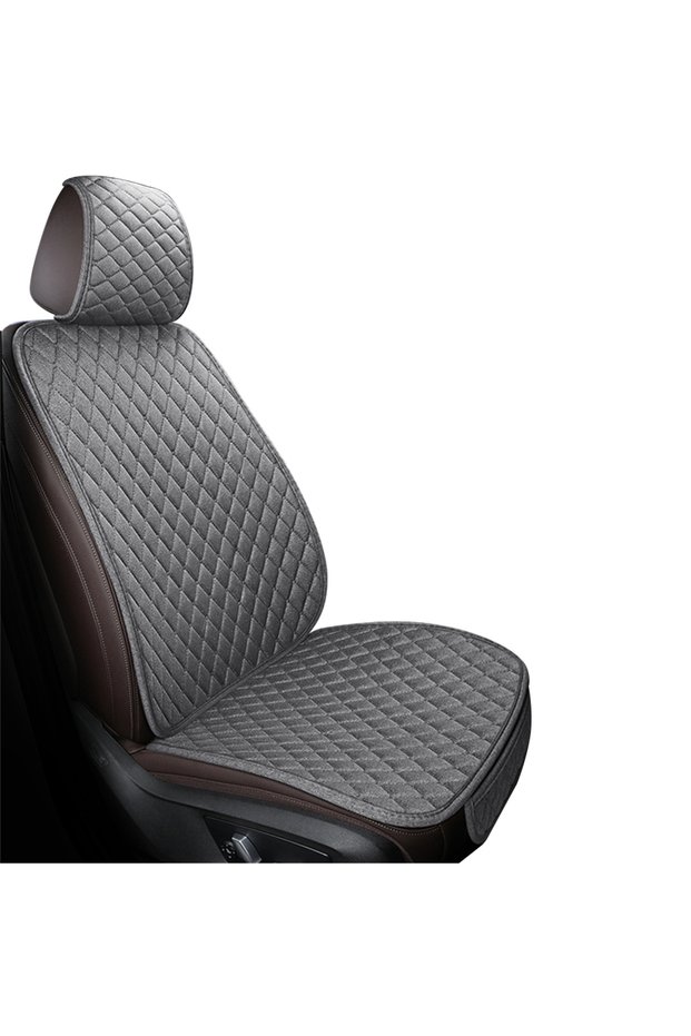 GRAY Universal Flax Car Seat Cover Front Rear Cushion Comfortable Breathable Protector Mat Four Seas