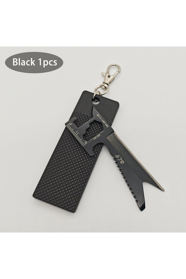 Black 1pcs New 7-in-1 Multi-Tool Keychain Pocket Tool EDC Multifunction Outdoor Bottle Opener Surviv