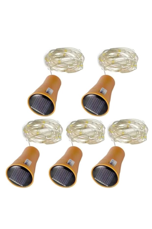 Warm White 5-pack 2M 20LEDs Solar Wine Bottle String Light Copper Wire Fairy Light Cork Shape Christ