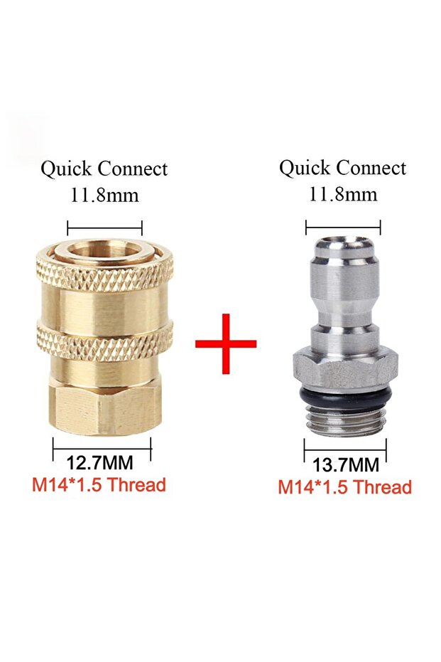 A set High Pressure Washer Quick Connector 1/4" With M14 x 1.5MM Male & Female Fitting Thread