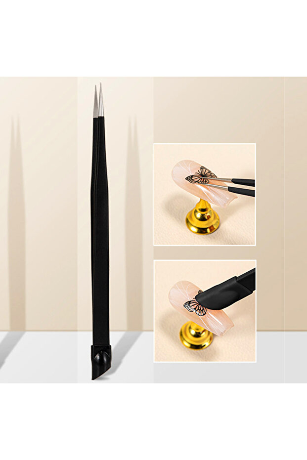 black New Double Headed Tweezers Multi-Use Tweezers Silicone Pressing Head Nail Clipping Tool Take S