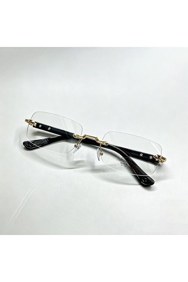 Golden Black Luxury Rimless Blue Light Blocking Glasses Men Women Titanium Alloy Frame Lightweight C