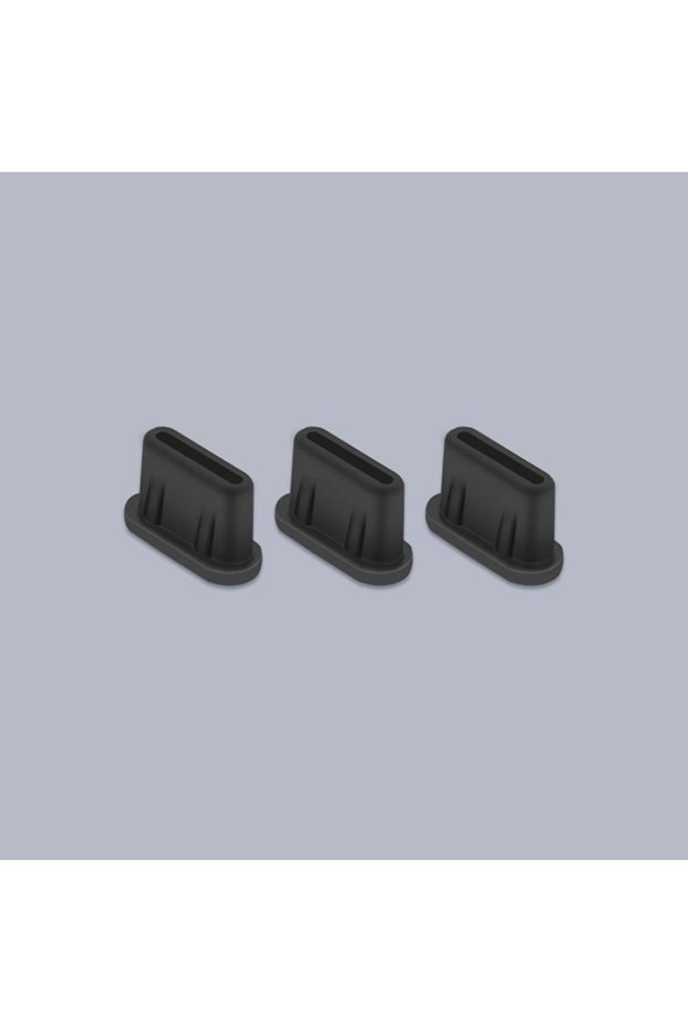 3pcs Black Type-C Anti-Dust Plugs, Silicone Cover & Anti-Lost Stopper for DJI Mini 3 Pro & All Type-