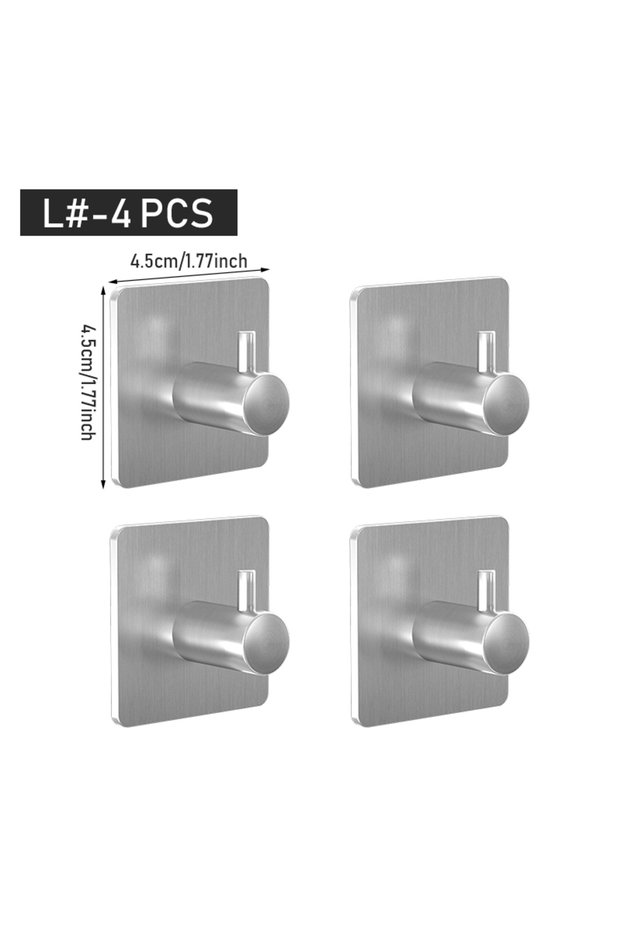 4pcs-L-hook-silvery 4/1pcs Black Self-Adhesive Wall Hooks for Hanging Keys Clothes Hanger Bathroom D