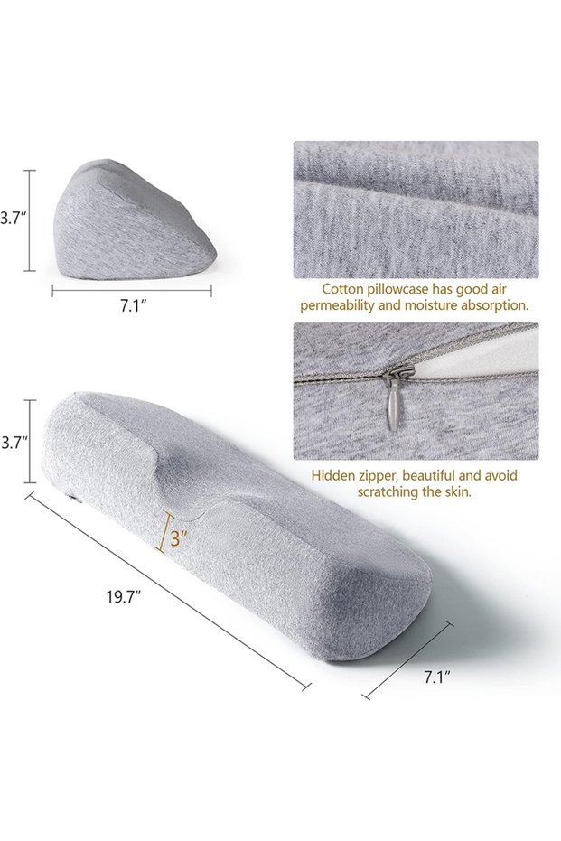 Light Gray Cervical Pillow, Memory Foam Contour Pillow, Bed Pillows for Side Sleeper Ergonomic Ortho