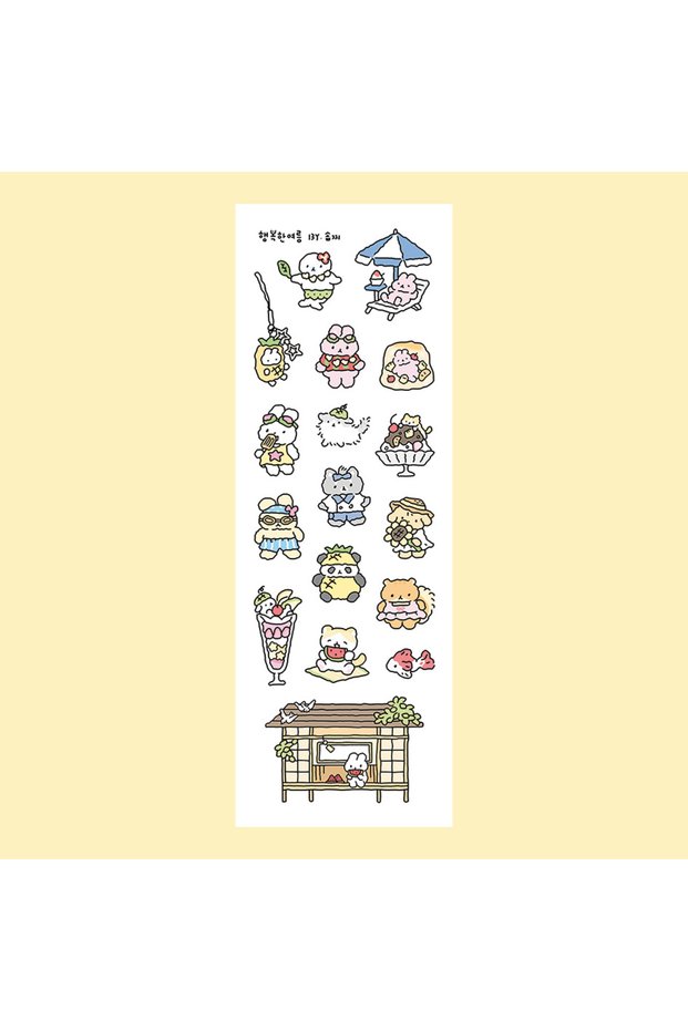 02 Cartoon Stickers Korean Cute Graffiti Style Rabbit Stickers Kawaii Cartoon Animal Stickers Hand A