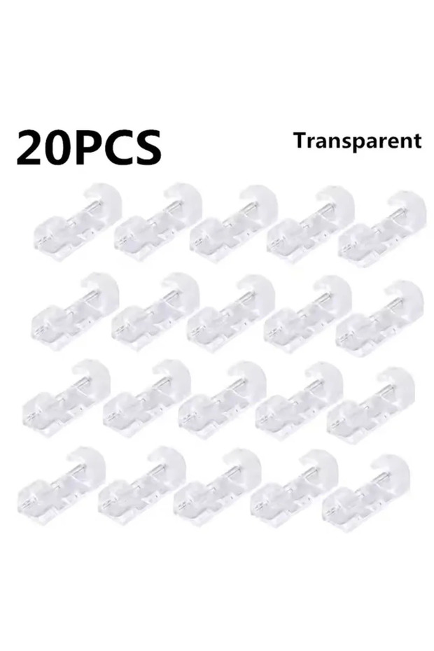 Transparent 20 PCS No-punch Cable Manager, Wall Sticker, Traceless Wire Storage, Fixed Self-adhesive