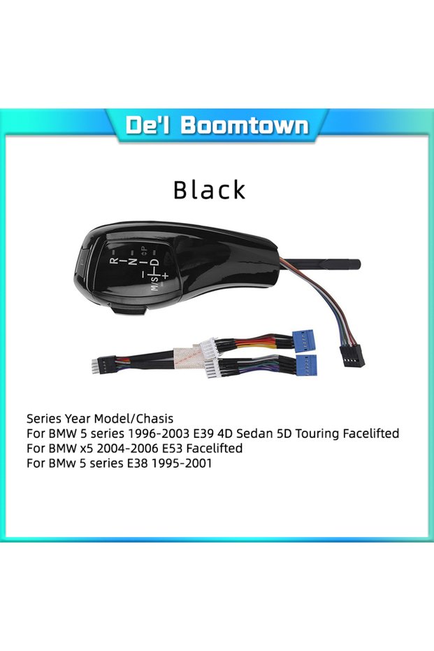 مقبض ناقل الحركة LED أسود اللون لسيارات BMW سلسلة 1 و3 و5 و6 طرازات E38 وE39 وE53 وE90 وE60 وE46 ثنائي ورباعي الأبواب