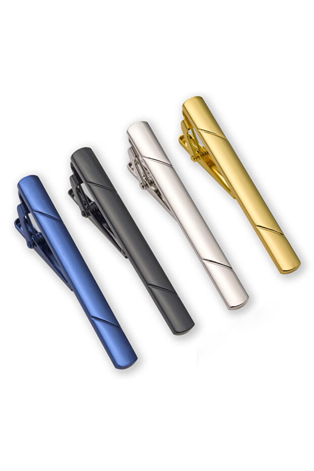 4 pcs Man Classic 14K Copper Tie Clip Simplicity Suit Tie Clip Lapel Jewelry Collar Accessories for