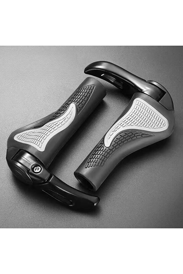 black Mountain Bike Handlebar Grips Shock Absorbing Dust Proof Bilateral Locking Horn Sub Bike ...