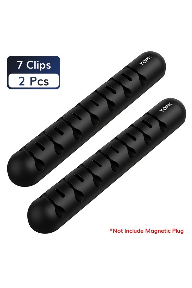 7 Clips - 2 Pieces TOPK L35 Cable Organizer Magnetic Plug Box Silicone Cable Winder Flexible Cable M