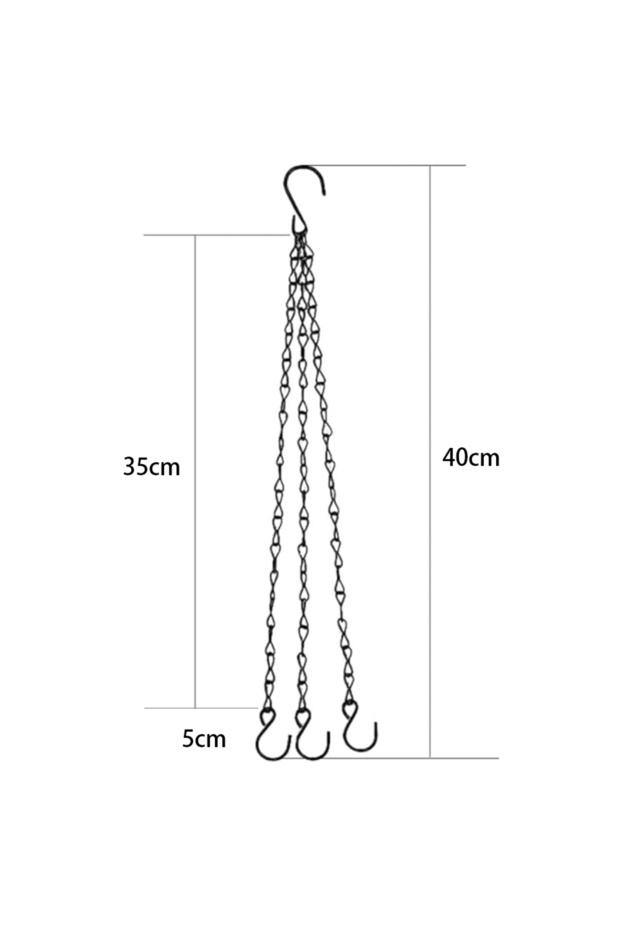 1PC 40cm Imitation Rattan Hanging Basket Flower Pot Chain With 3 Hooks Basin Hydroponic Plants Plant