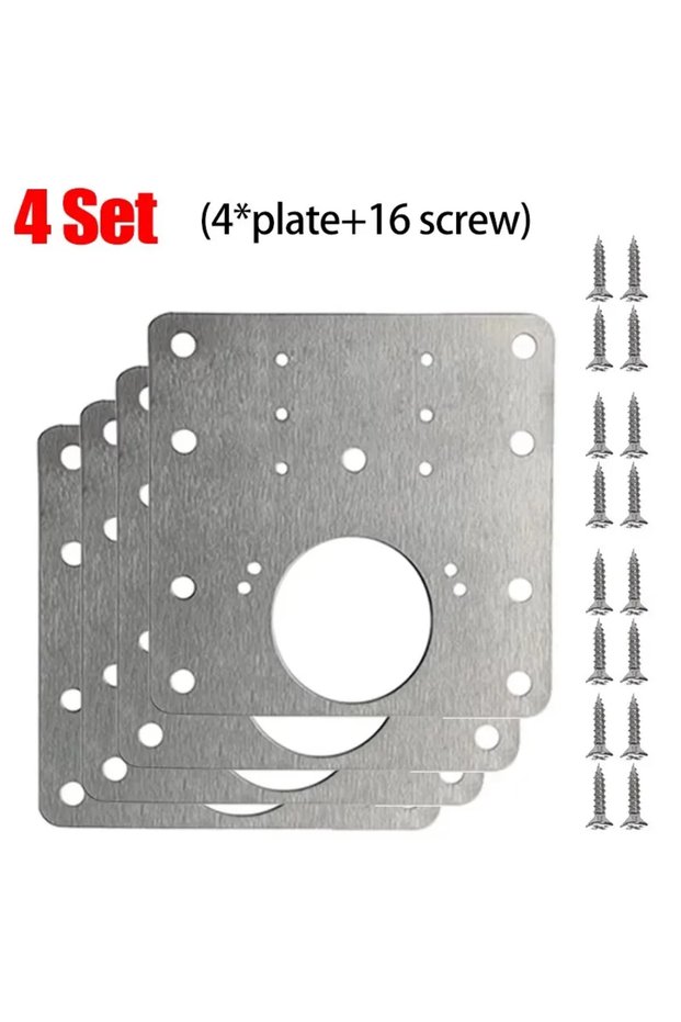 4 Set Stainless Steel Cabinet Door Hinge Repair Plate Cabinet Door Hinges Mounting Plate Kit with Sc