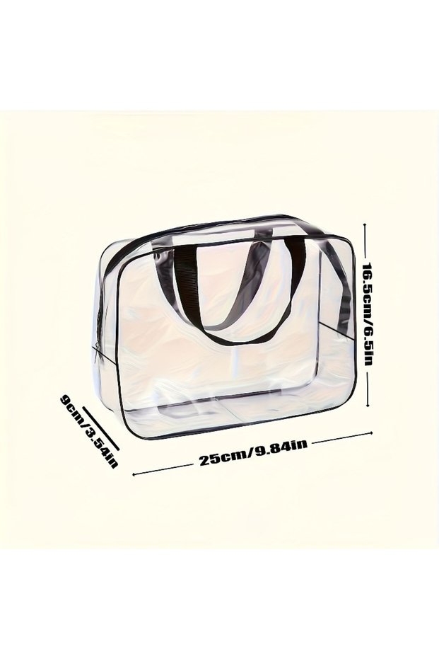 1PC Stylish Large Transparent Storage Bag with Zipper & Handle, Durable Plastic Organizer for Toys C