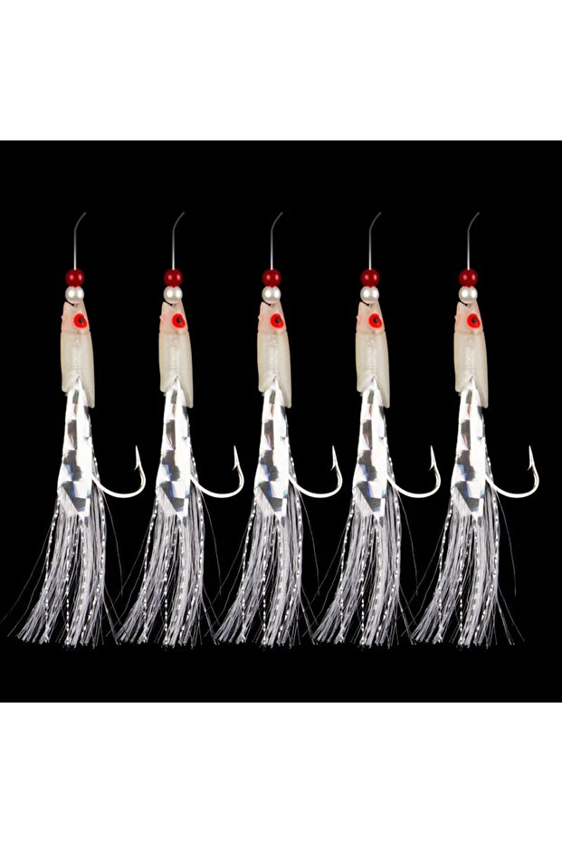 3 5 Pcs/Set Multi-Color Soft Silverskin Fishing Lure Set Imitation Fish Shrimp Bait with Crystal Bar