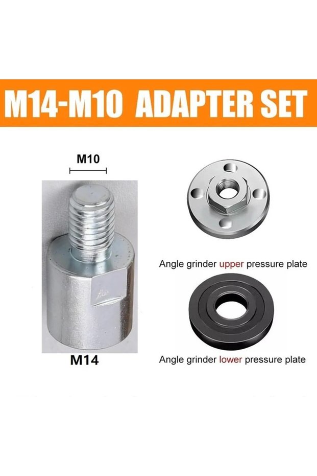 طقم محولات M14 إلى M10 فضي اللون، 3 قطع، محول خيطي، موصل واجهة، محول برغي