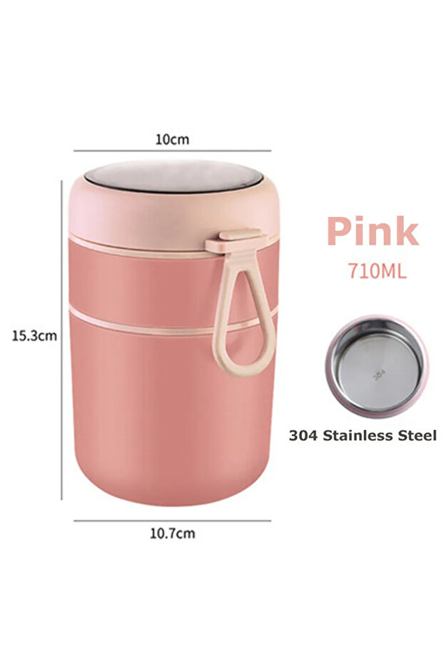 Pink710ml 530ml/710ml Food Thermal Jar Insulated Soup Cup Thermos Containers Stainless Steel Lunch B
