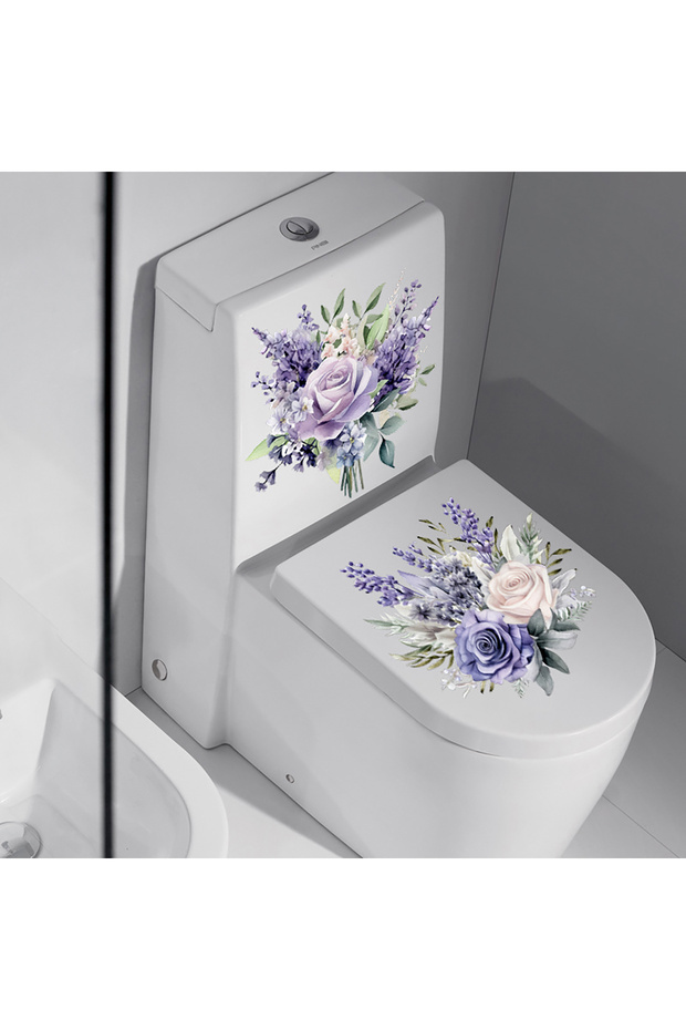AD3306 2PCS Purple Flower Hyacinth Stickers Bathroom Toilet Stickers Home Wall Waterproof Wall Stick