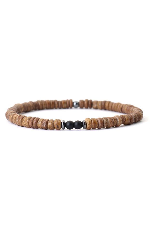 Onyx Noter New Men Natural Coconut Bead Bracelet Vintage Meditation Wooden Braclet Hematite Healing
