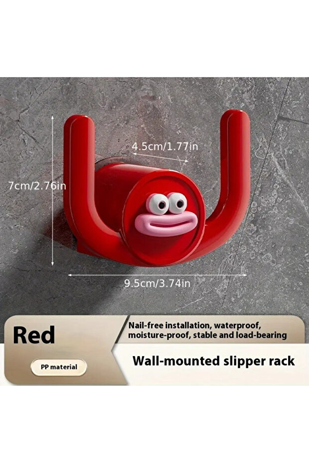 Red 1Pc Cartoon Slippers Hook Bathroom Slipper Rack Shower Storage Organizer Shoe Holder Drainage St
